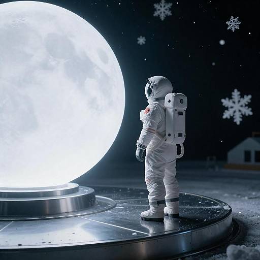 Astronaut on Curved Metallic Platform