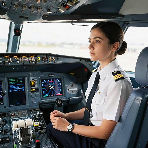 Female Flight Captain in Cockpit