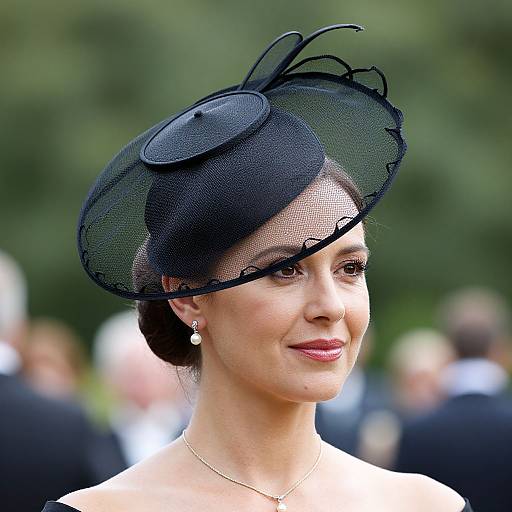 Elegant Woman in Classic Black Fascinator