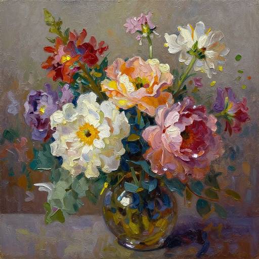 Vibrant Floral Oil Painting
