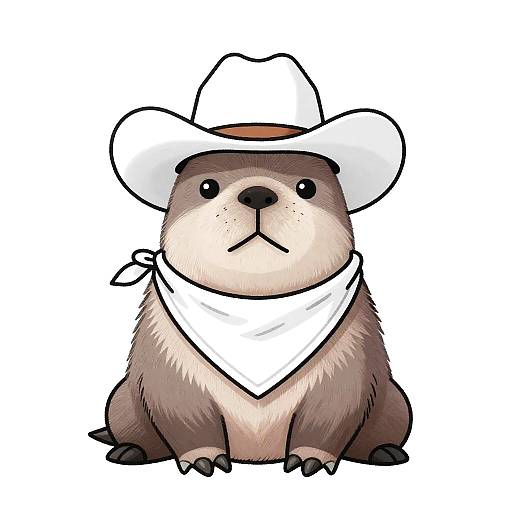 Whimsical Pastel Cowboy Walrus Art