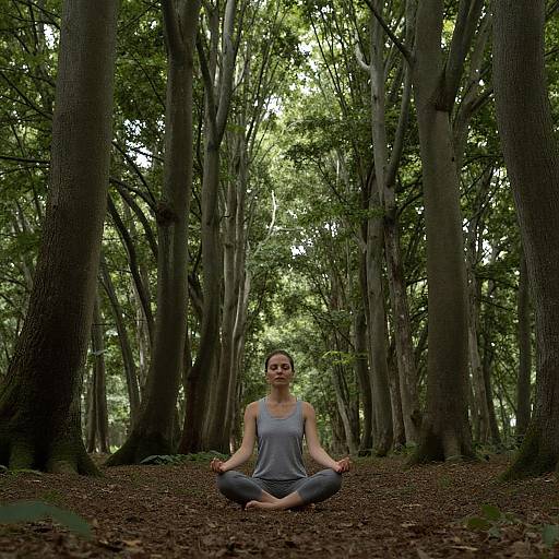 Peaceful Woman Meditating in Forest