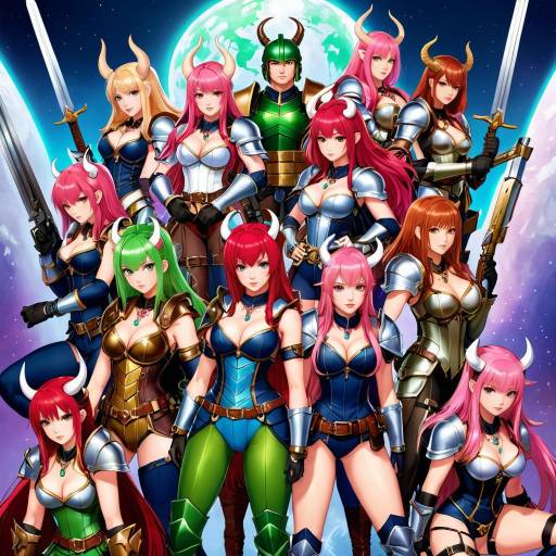 Fantasy Anime Warriors with Horned Helmets