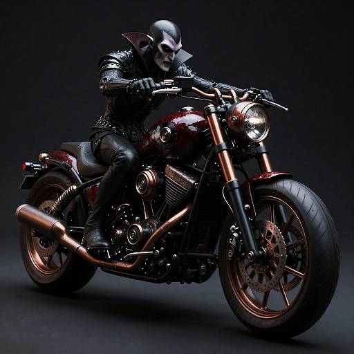 Gothic Vampire on Custom Chopper Motorcycle