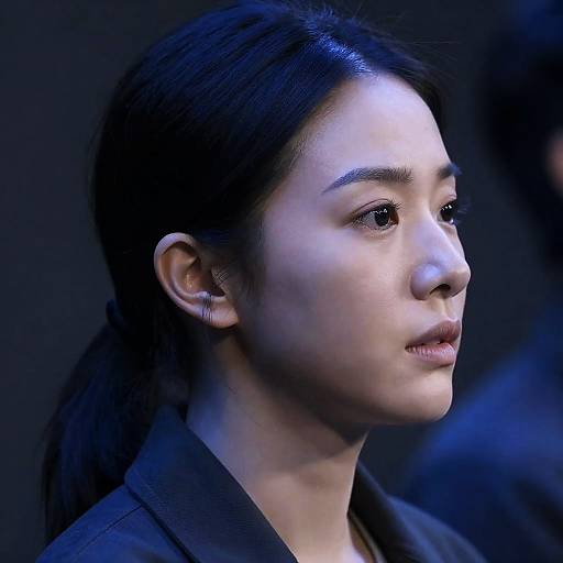 Serious Portrait Under Blue Lighting