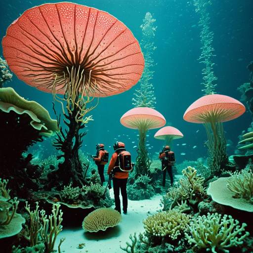 Deep-Sea Photographers Among Giant Bioluminescent Fungi