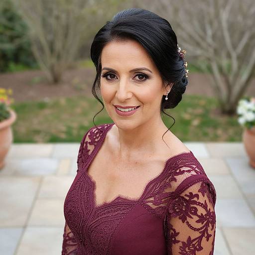 Confident Mature Bride in Burgundy