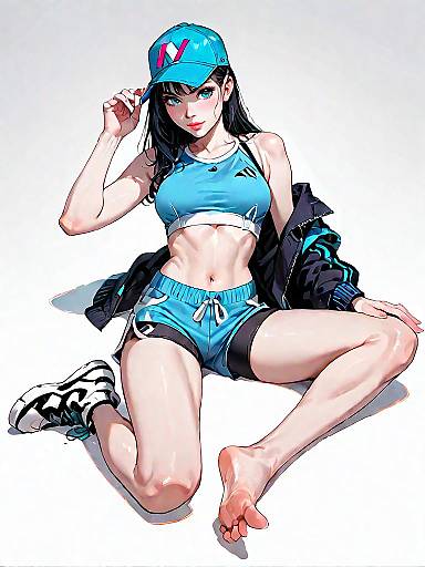 Sporty Chic Girl in Studio Setting