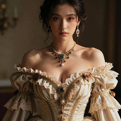 Realistic 3D Princess in Frilled Dress