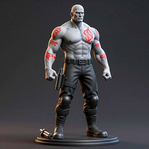 Realistic 3D Sculpture of a Warrior