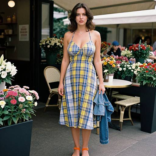 Vintage Style Woman at French Cafe