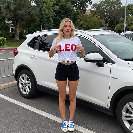 Blonde Woman in Parking Lot Style