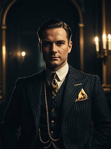 Man in 1920s Pinstripe Suit Portrait