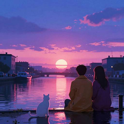 Neon Cyberpunk Sunset Romance