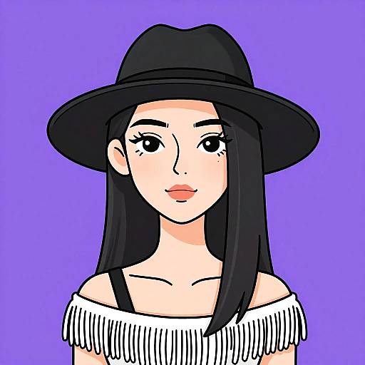 Chic Black Hat with Fringe Detail