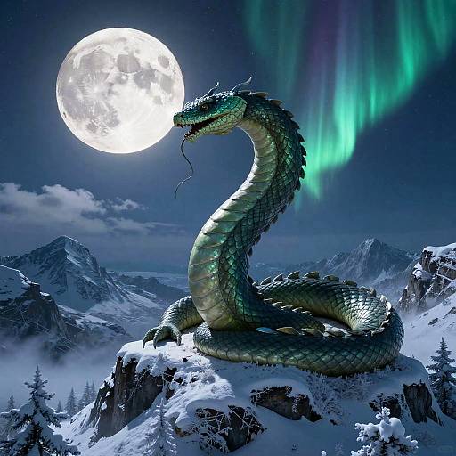 Aurora Serpent Dragon Devouring Moon