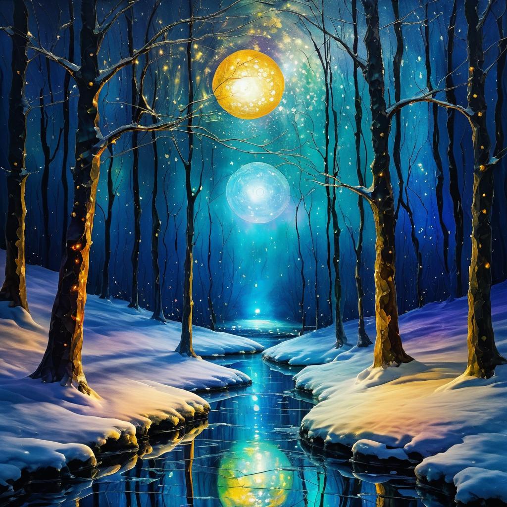 Mystical Winter Landscape with Spirit Lantern