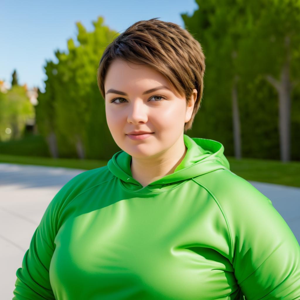 Athletic Person in Green Hoodie