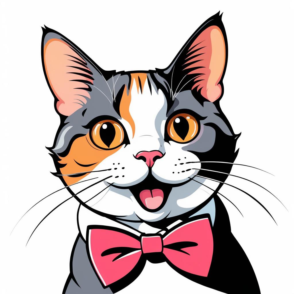 Whimsical Cat Portrait in Cartoon Style