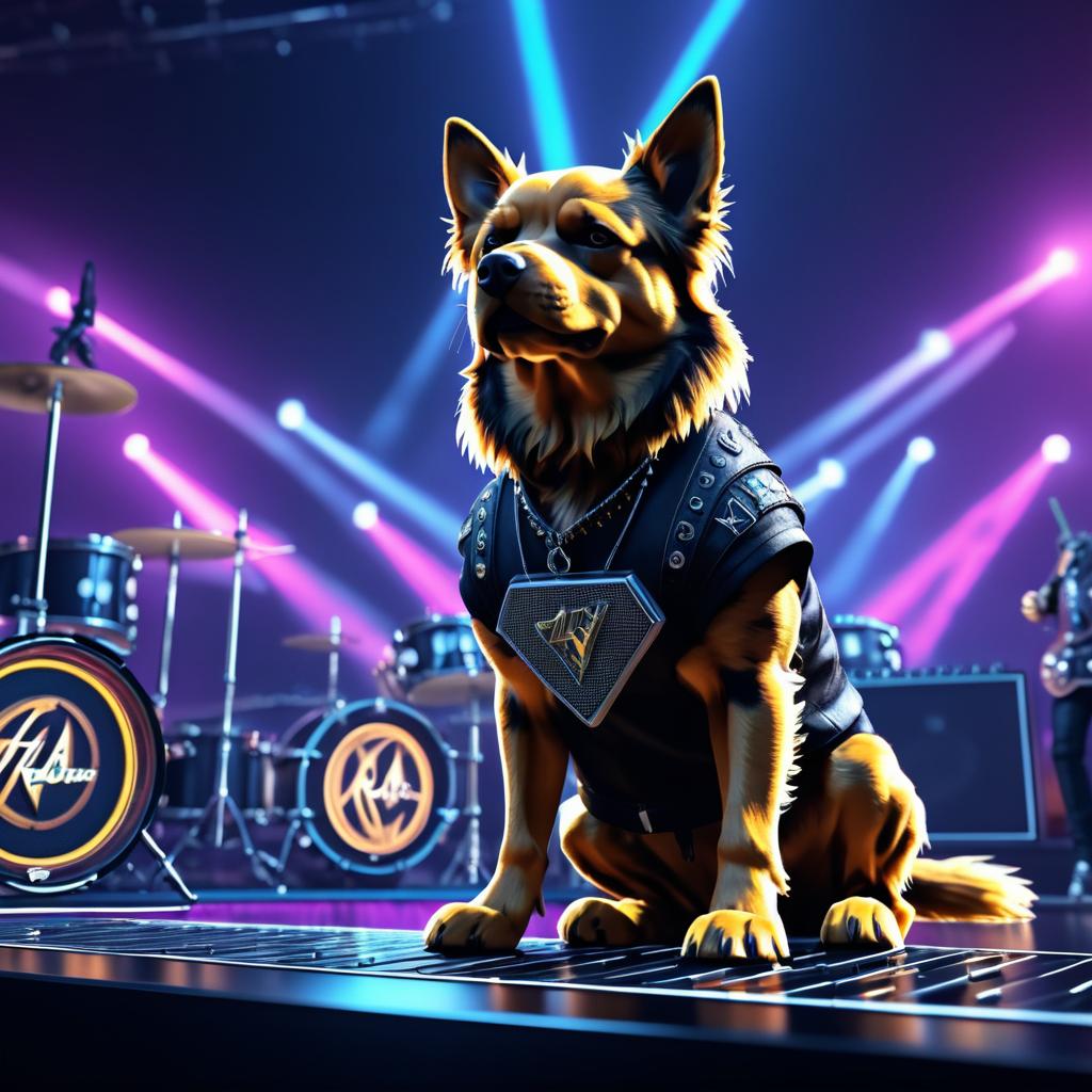 Epic Dog Rockstar in Alternative Style