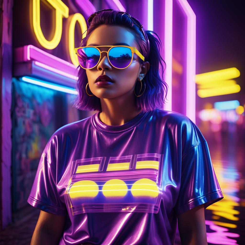 Retro Pop Art T-Shirt in Neon Lights