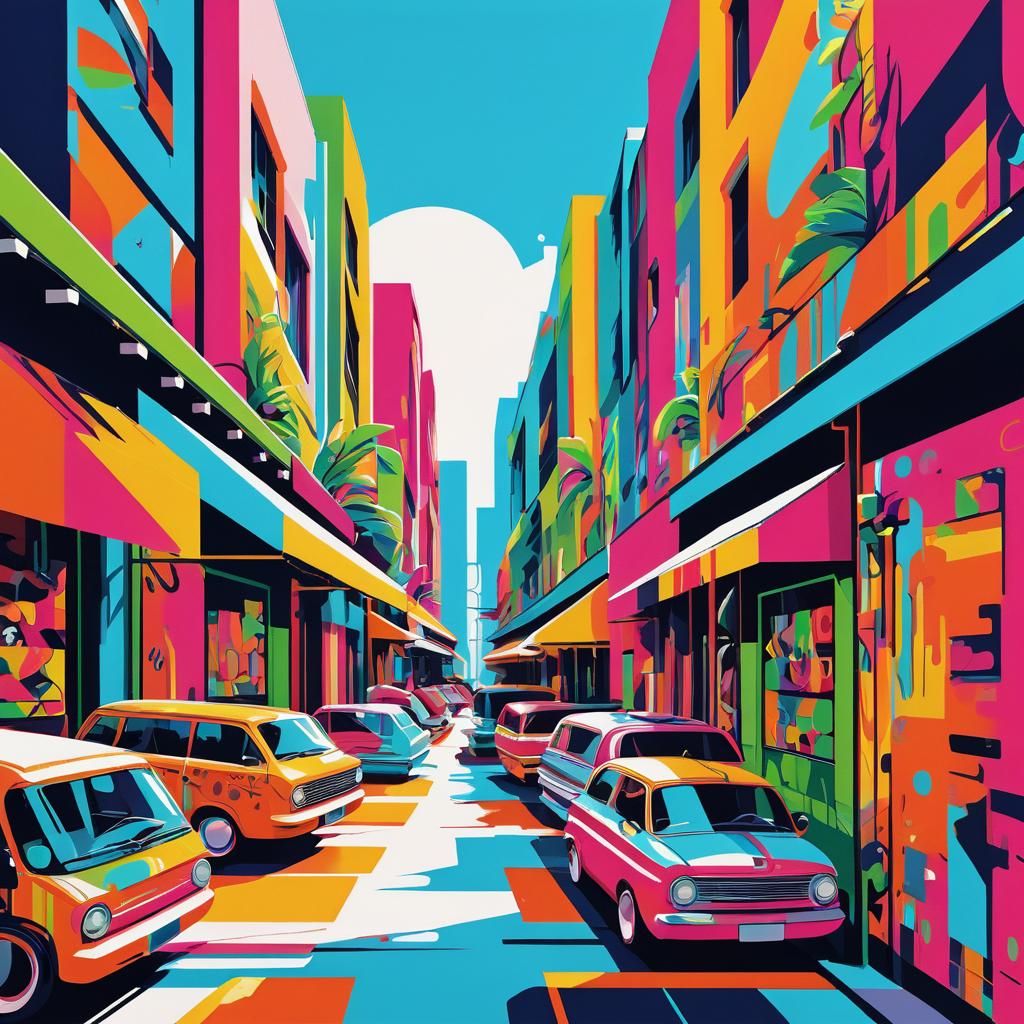 Vibrant Pop Art in Urban Market Scene