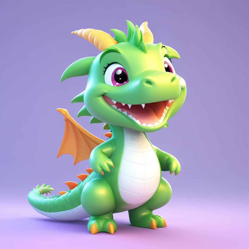 Kawaii 3D Dragon with Laughter and Attitude