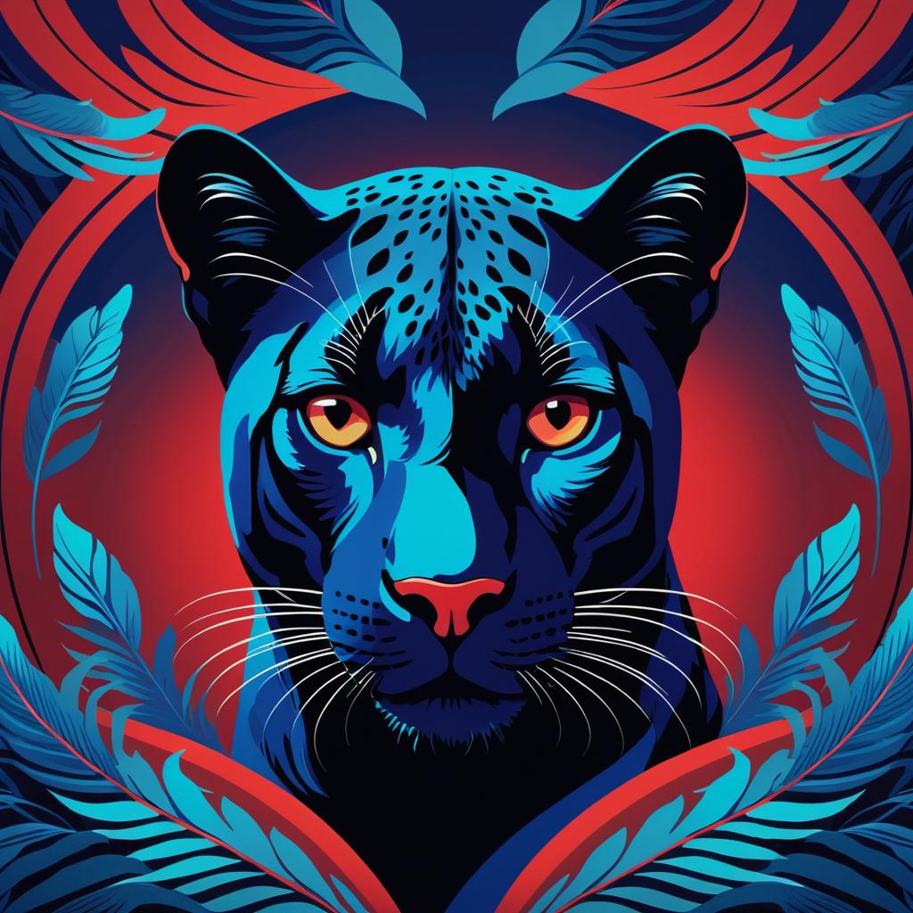 Sleek Panther Meets Shadow Peacock Art