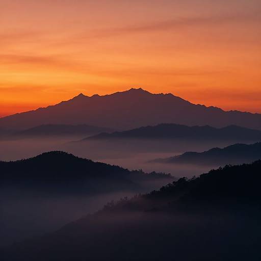 Majestic Silhouetted Mountains at Sunset