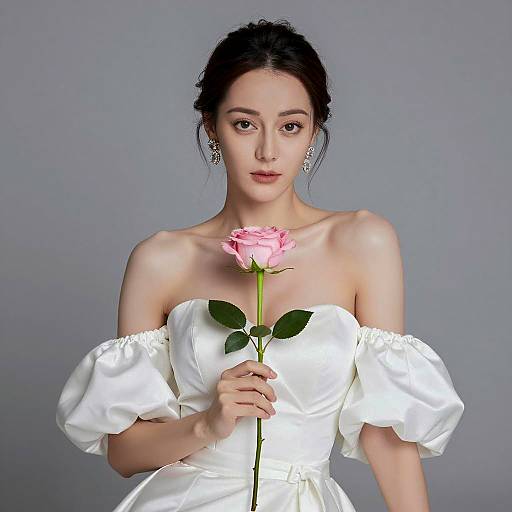 Elegant Woman in Satin Dress Portrait