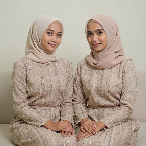 Portrait of Two Southeast Asian Women in Hijabs