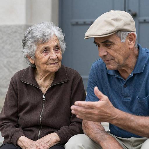 Elderly Couple Engaged in Conversation