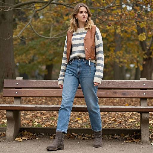 European Woman Casual Layered Autumn Look