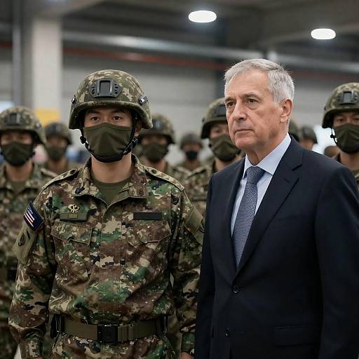 Serious Soldier and Elderly Man Portrait