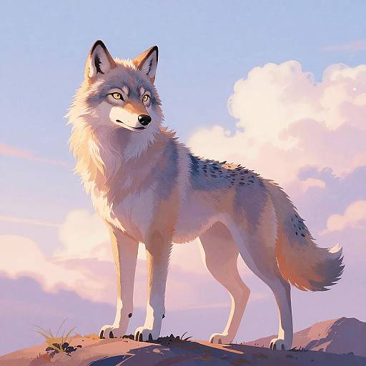 Pastel Toned Furry Wolf at Sunset