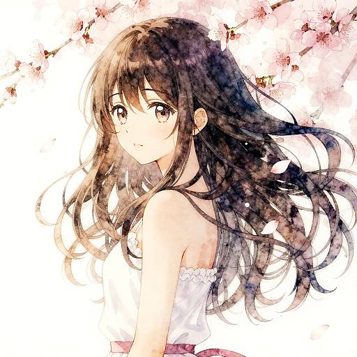 Elegant Anime Women with Flowing Hair