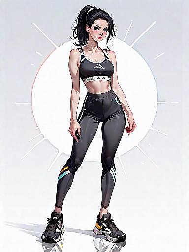 Athletic Woman in Charcoal Sportswear