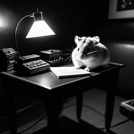 Hamster at 90s Console in Noir Room