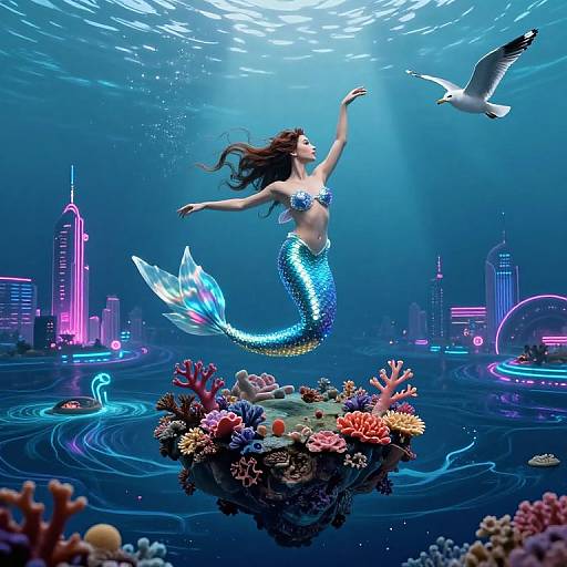 Surreal Mermaid Dance in Dreamscape