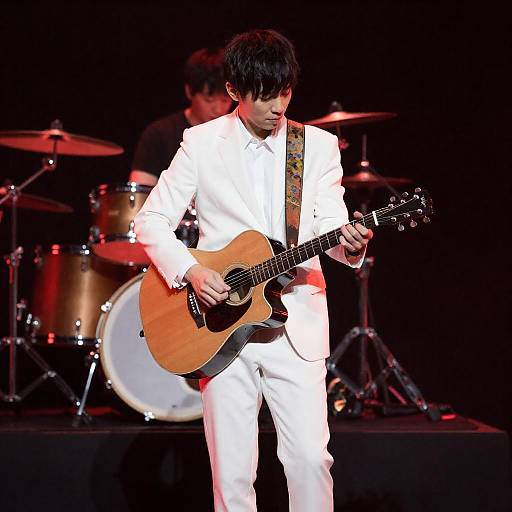 Guitarist in White Suit on Stage