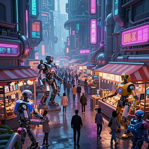 Futuristic Robotic Market Metropolis