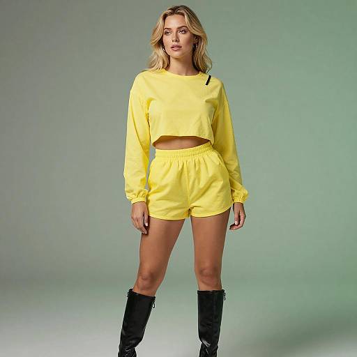 Blonde Woman in Yellow Outfit
