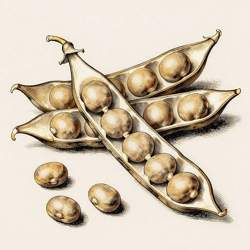 Detailed Botanical Illustration of Fava Beans