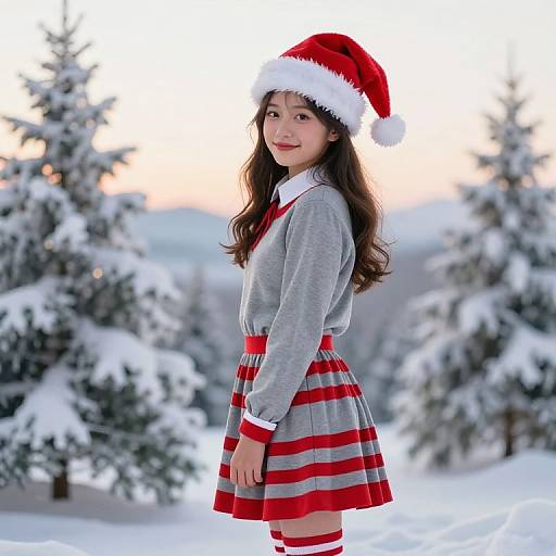 Festive Winter Portrait of Woman