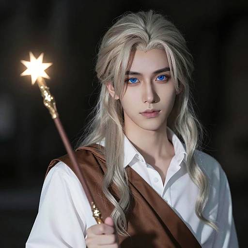 Magical Young Man with Silver Hair