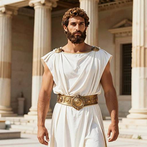 Greek God in Classic Architectural Setting