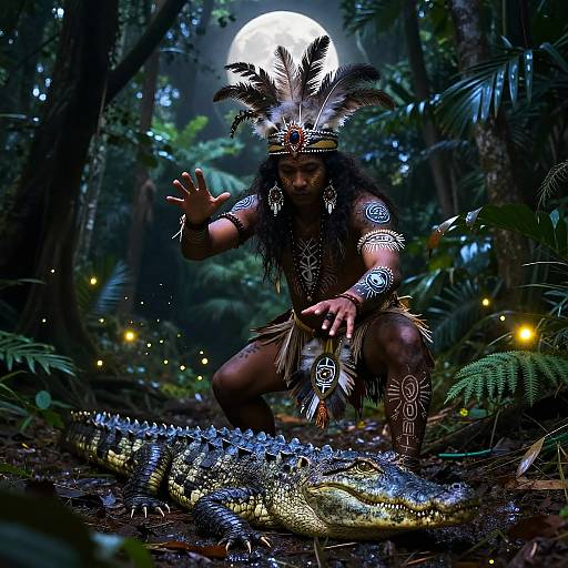 Crocodile Shaman Ritual by Moonlight