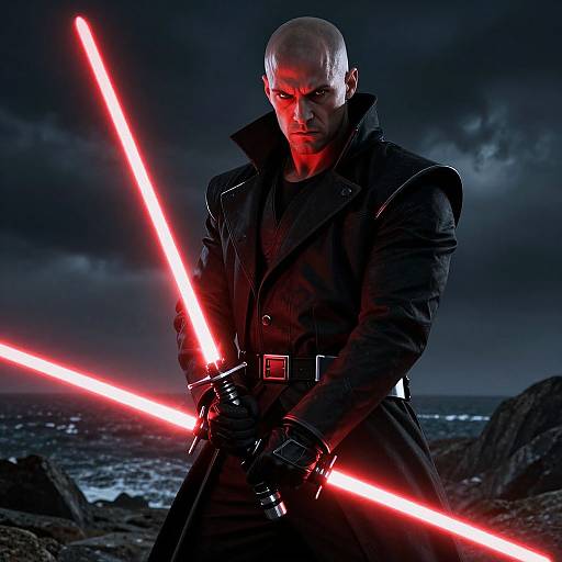 Stoic Warrior with Red Lightsaber