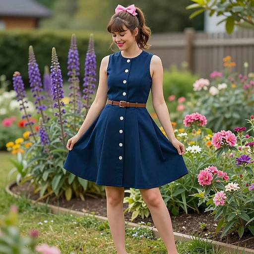 Vibrant Garden Photo of Dress-Up Woman