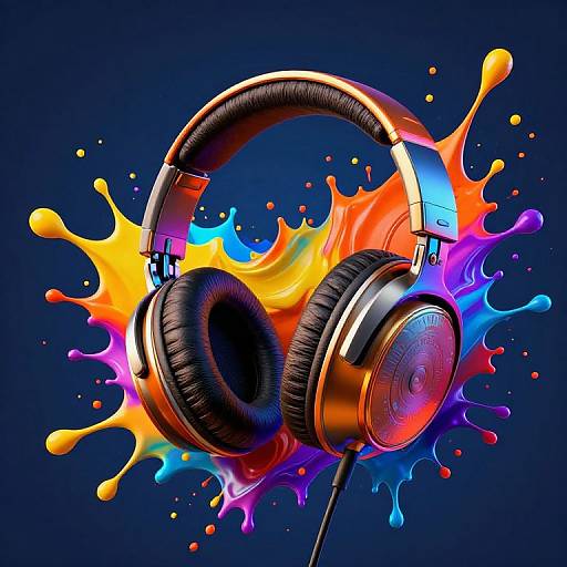 Vibrant Abstract Headphones Burst